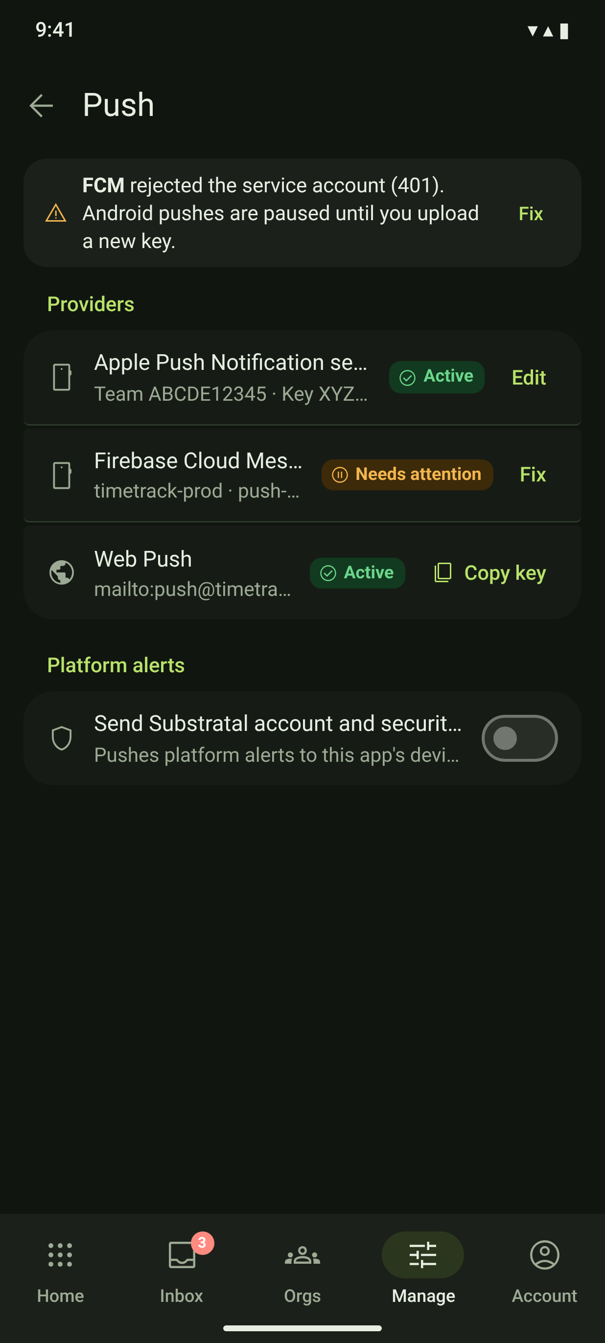 APL-07 · Push credentials — dark