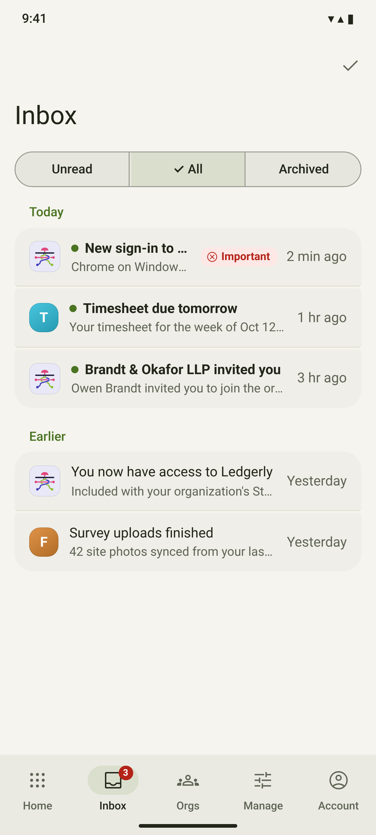 NTF-01/02 · Inbox and notification — light