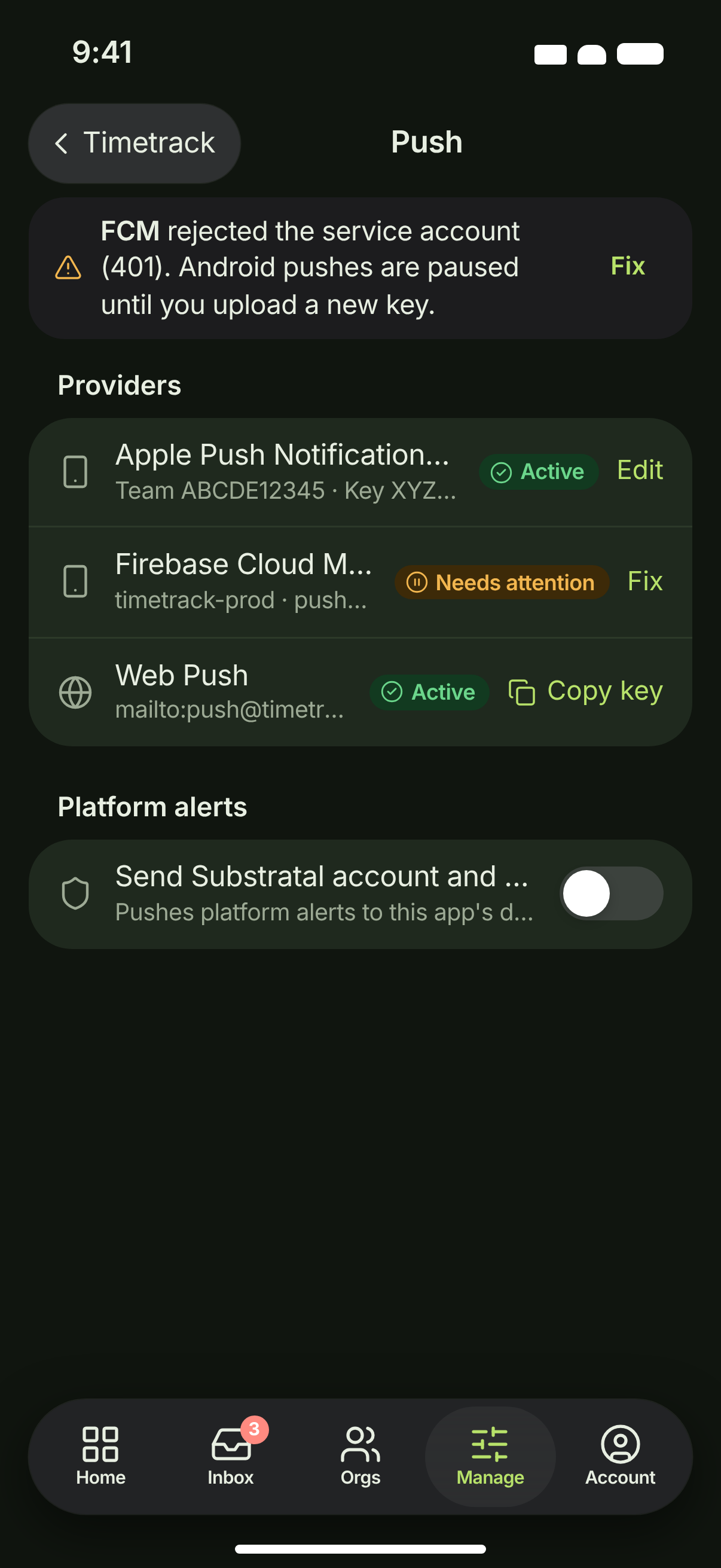 APL-07 · Push credentials — dark