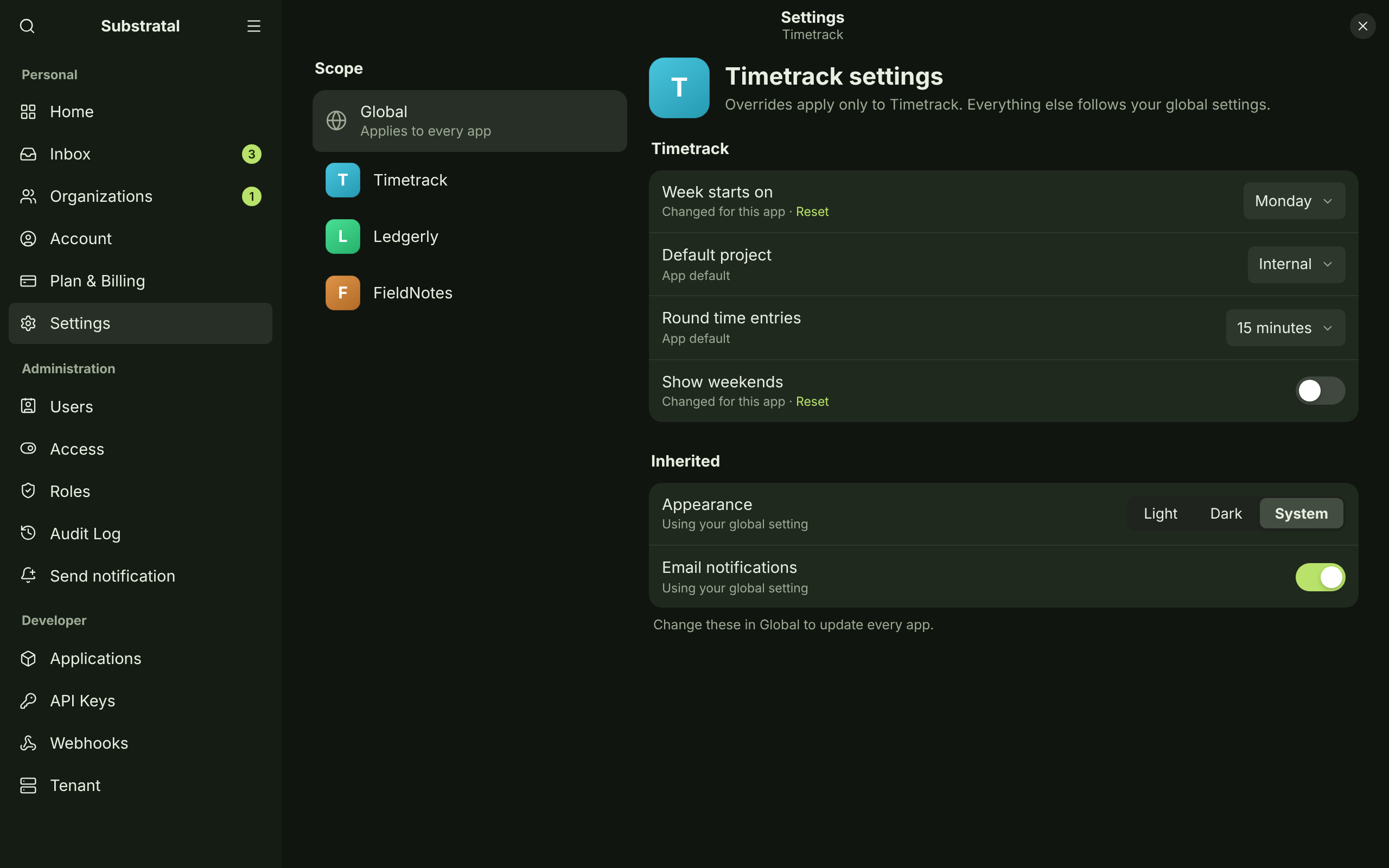 SET-02 · Settings — per app — dark