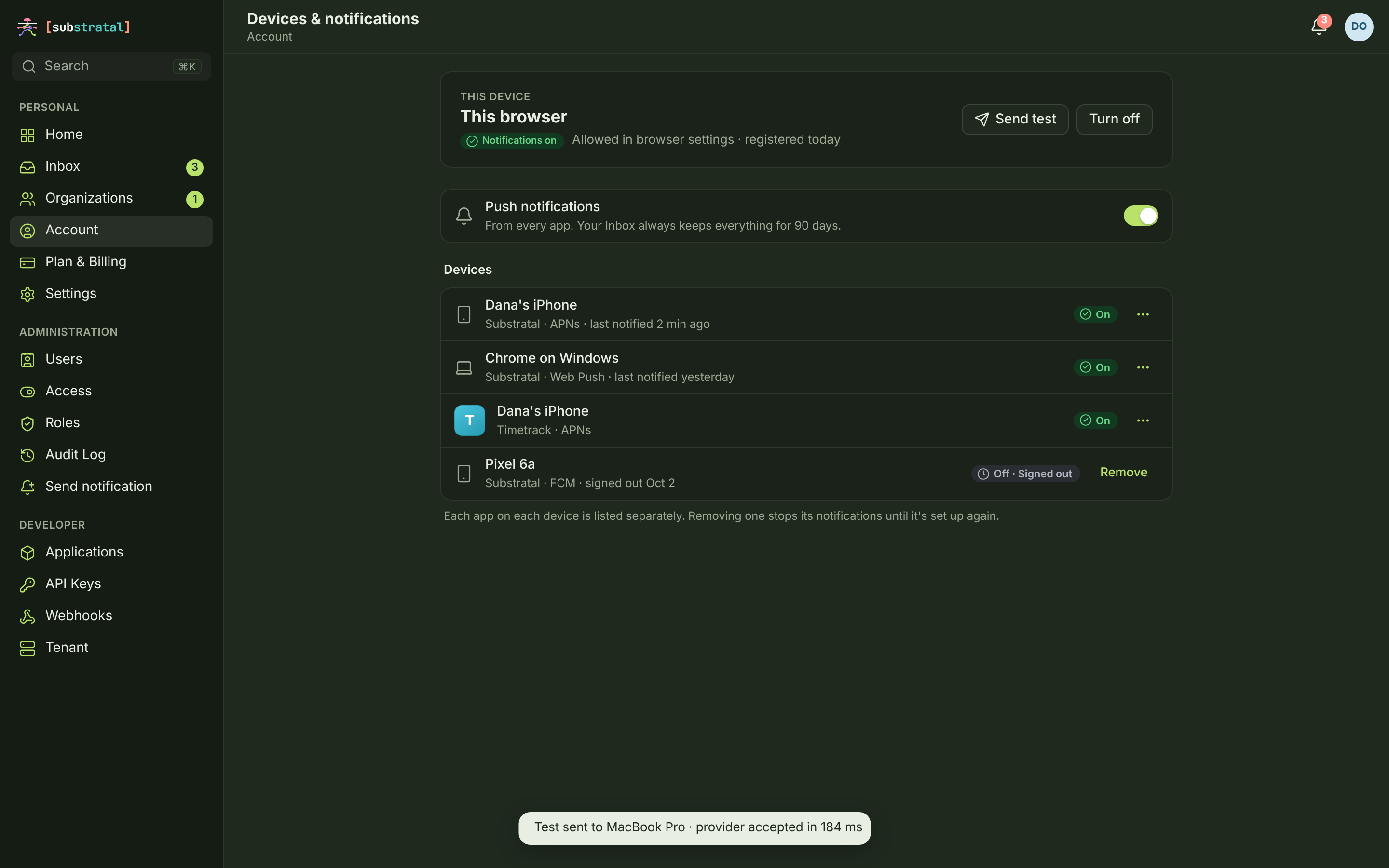 NTF-03 · Devices & notifications — desktop — dark