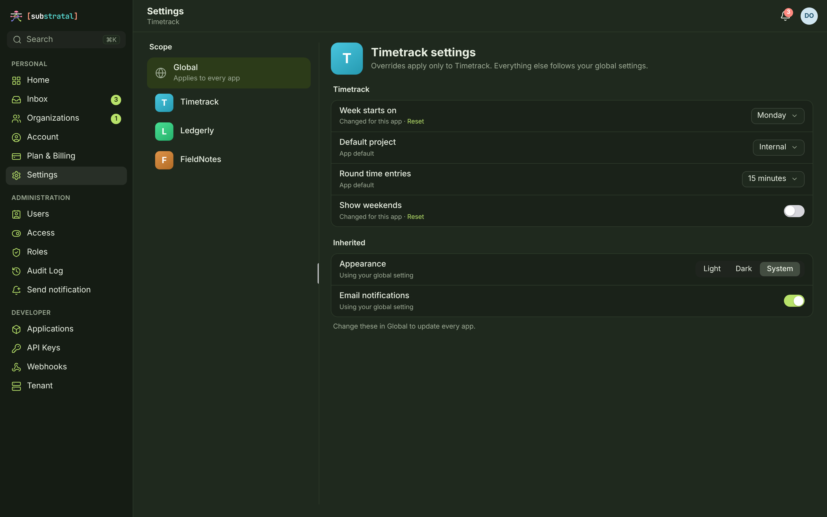 SET-02 · Settings — per app — desktop — dark