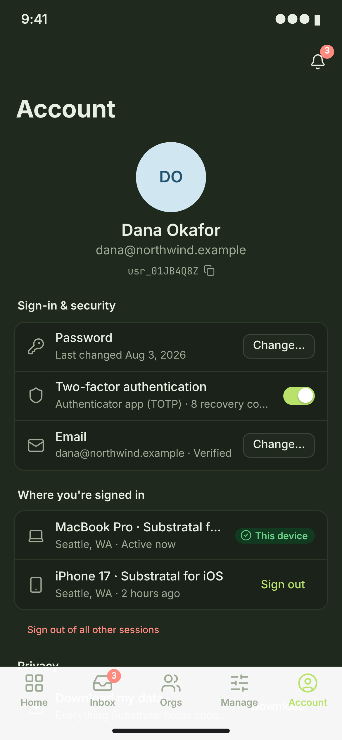 ACC-04 · Security — phone — dark