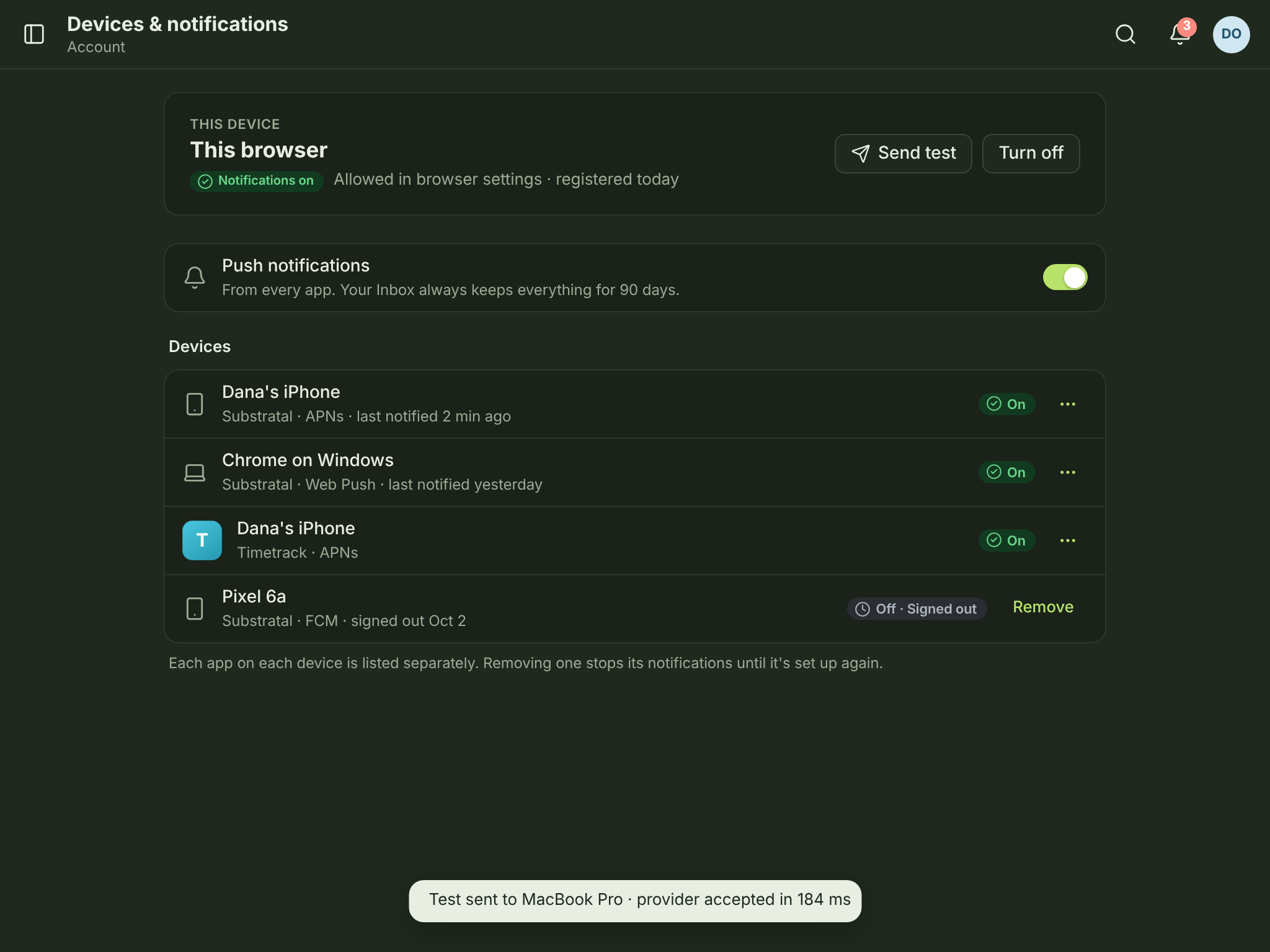 NTF-03 · Devices & notifications — tablet — dark