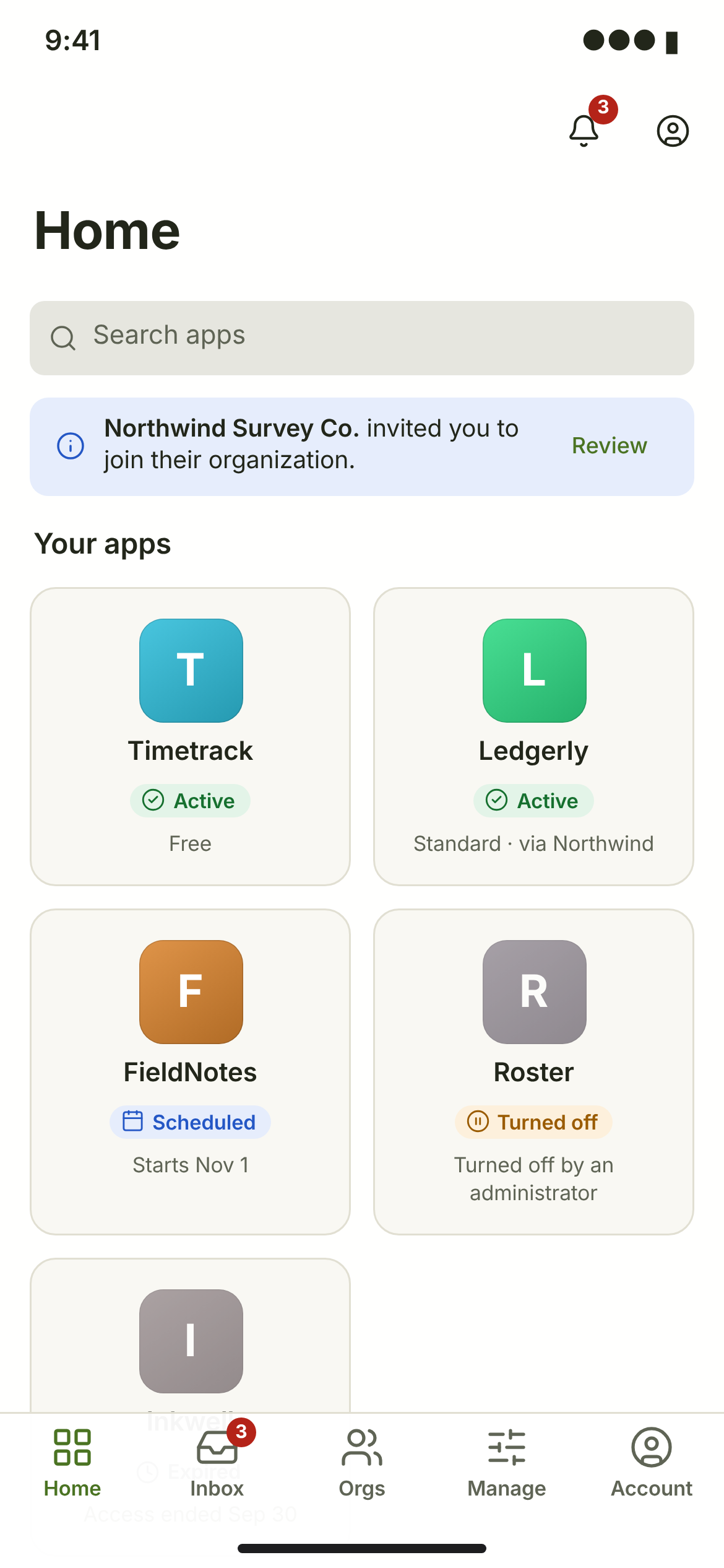 APP-01 · Home — My Apps (Free/Standard tiers) — phone — light