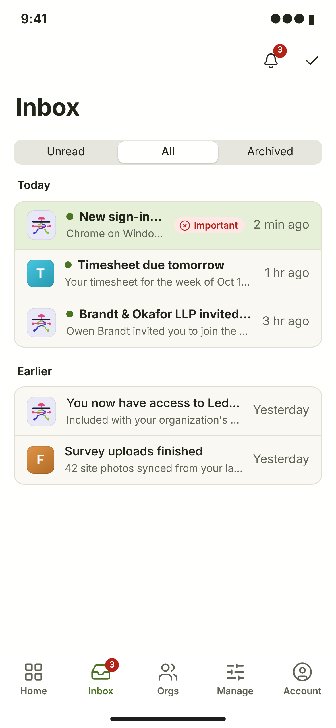 NTF-01/02 · Inbox and notification — phone — light