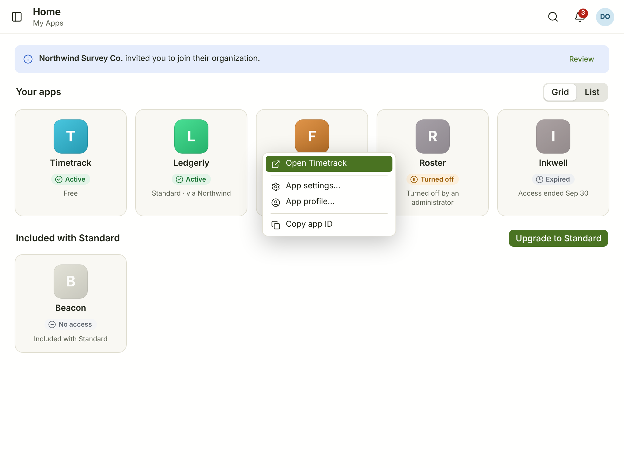 APP-01 · Home — My Apps (Free/Standard tiers) — tablet — light