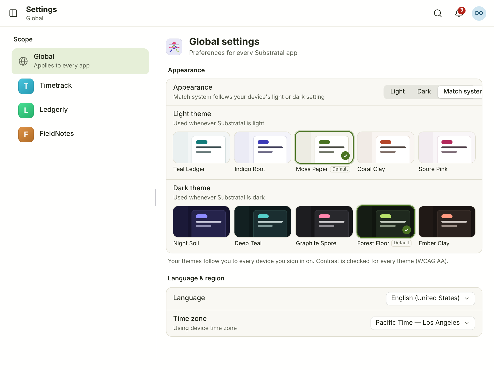 SET-01 · Settings — Appearance & themes — tablet — light