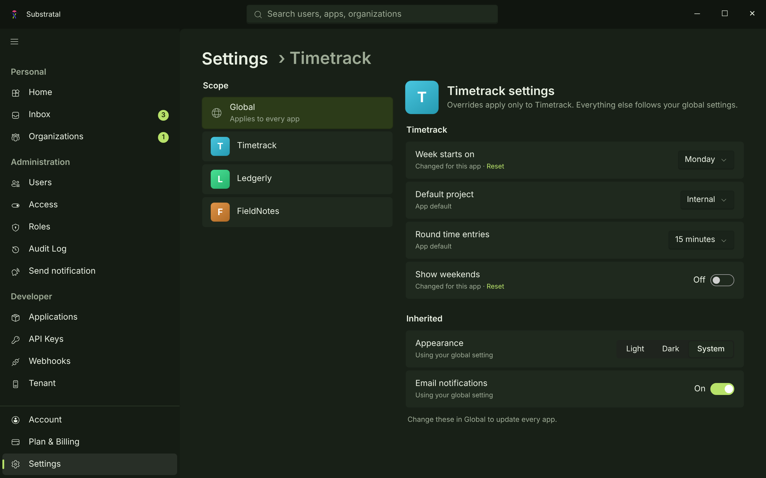 SET-02 · Settings — per app — dark
