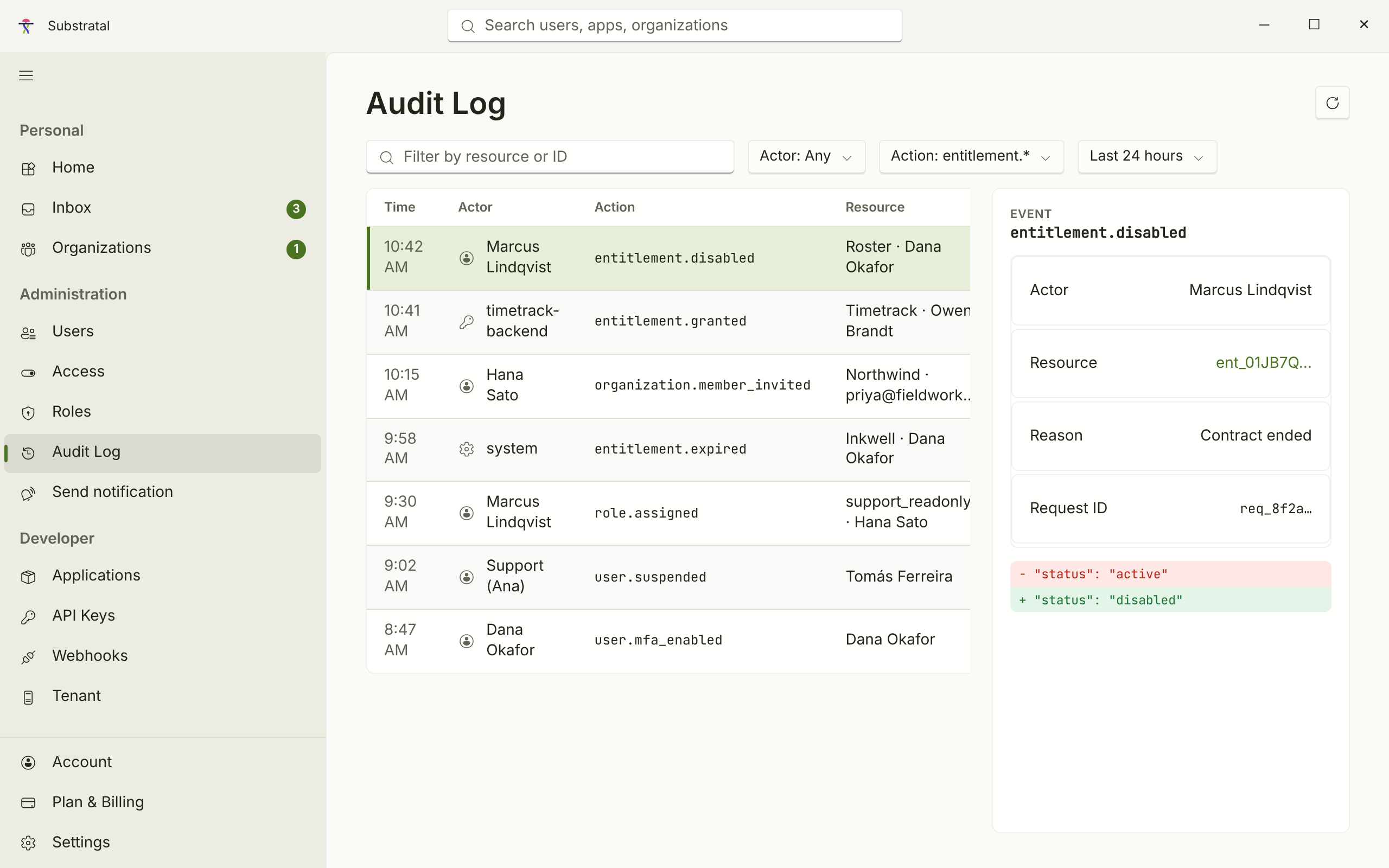 AUD-01 + AUD-02 · Audit log — light