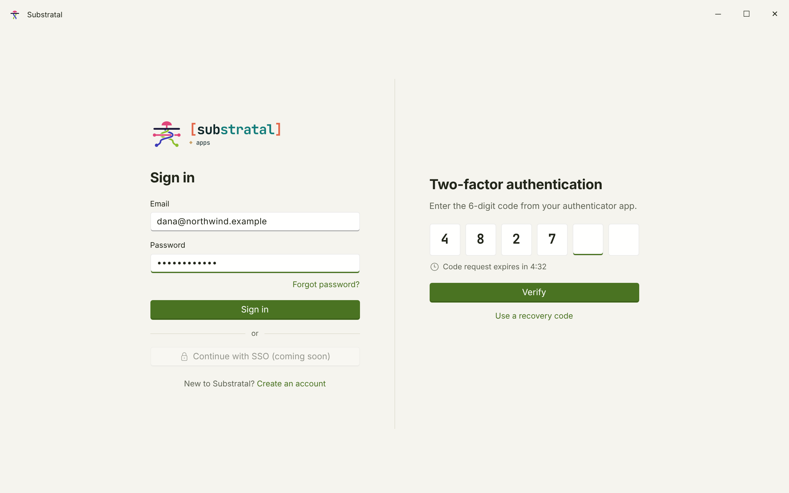 AUTH-01/02 · Sign in & two-factor — light