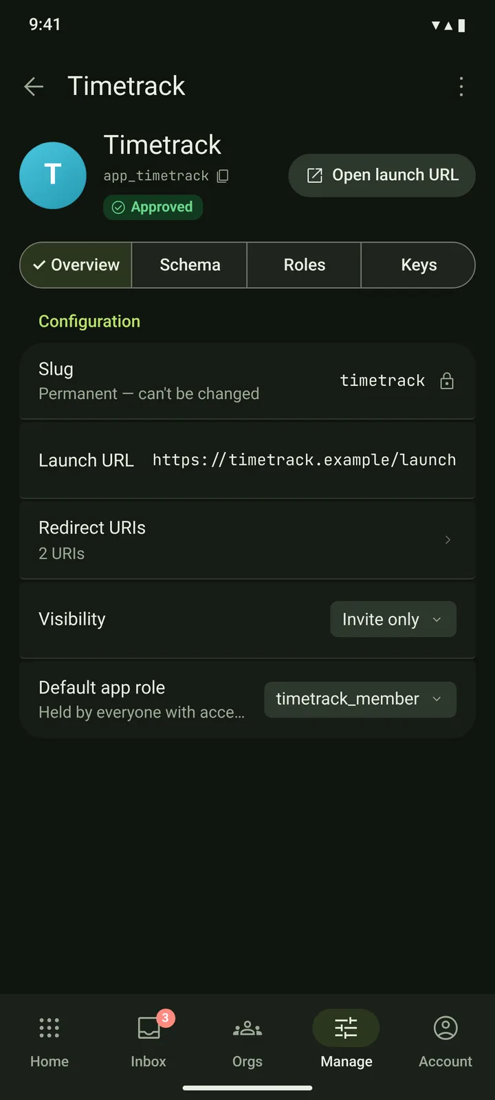 Android Application — Overview — dark theme