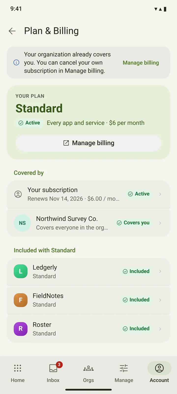 Android My plan — light theme