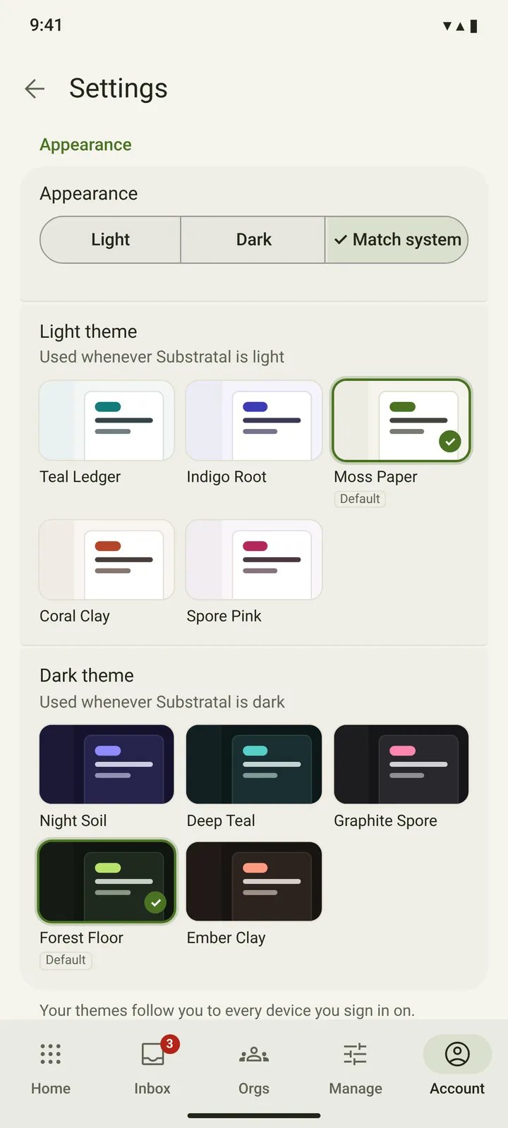 Android Settings — Global — light theme
