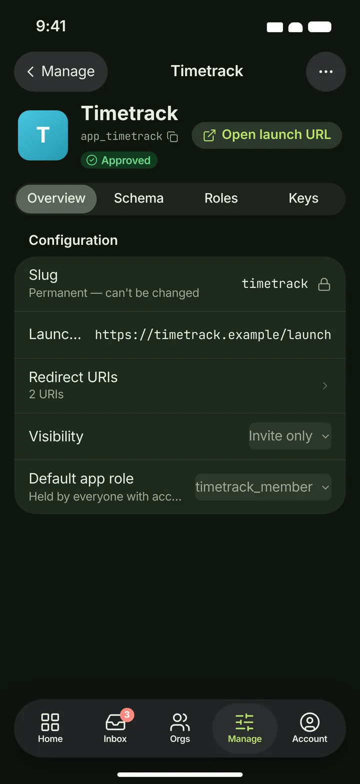 iOS / iPadOS Application — Overview — dark theme