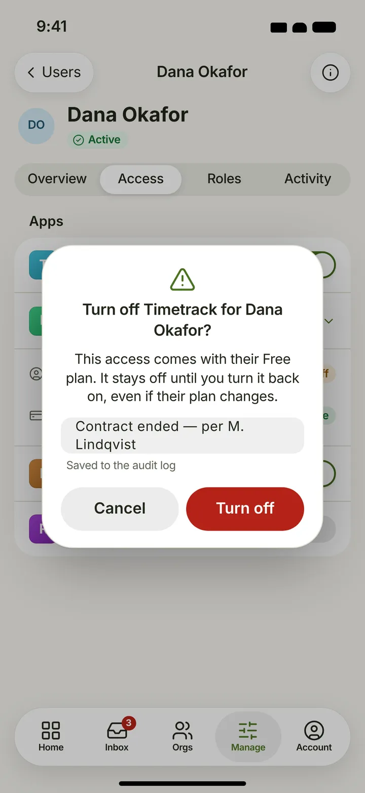 iOS / iPadOS User — Access — light theme