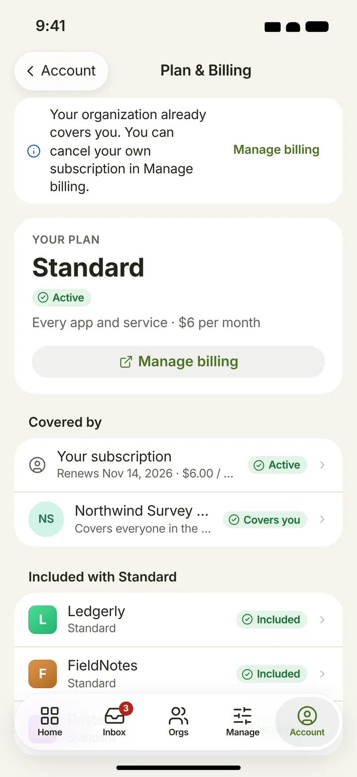 iOS / iPadOS My plan — light theme