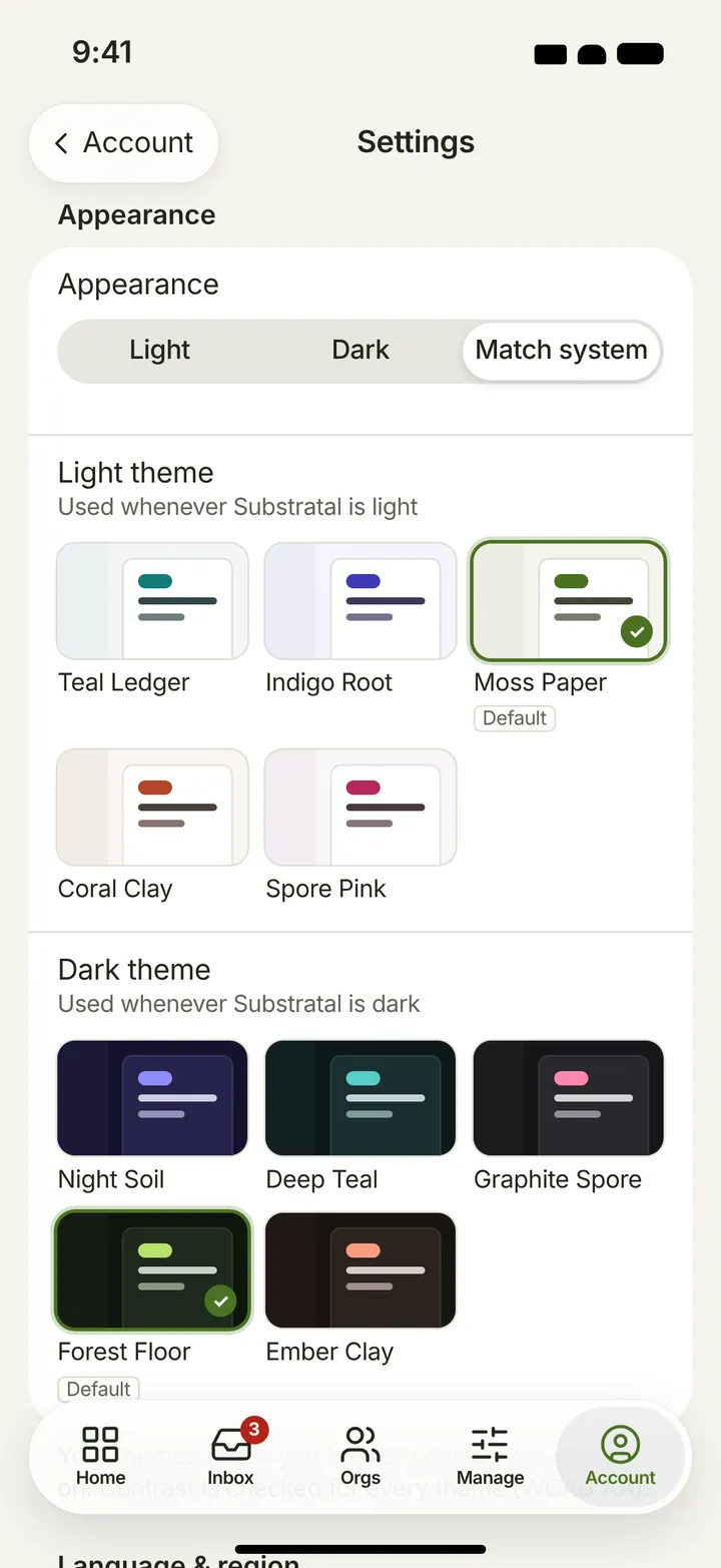 iOS / iPadOS Settings — Global — light theme