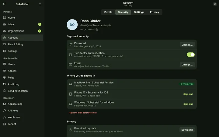 Linux (GNOME) Security — dark theme