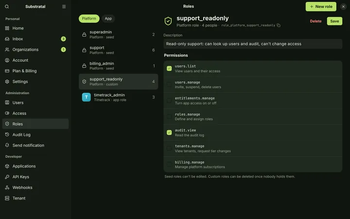 Linux (GNOME) Role detail — dark theme