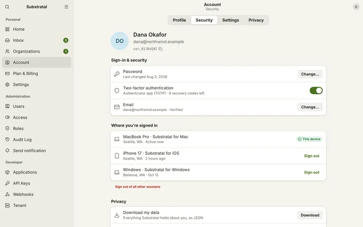 Linux (GNOME) Security — light theme