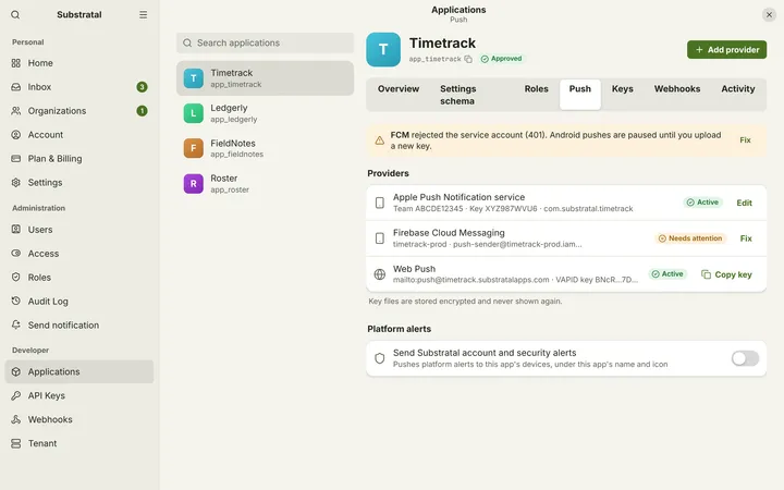 Linux (GNOME) Push credentials — light theme