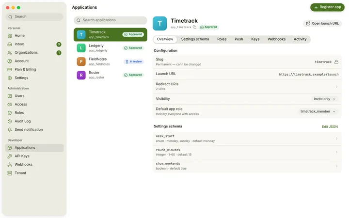 macOS Application — Overview — light theme