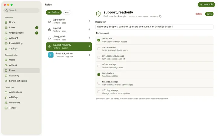 macOS Role detail — light theme