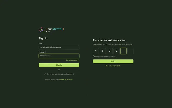 Web (PWA) Sign in — dark theme