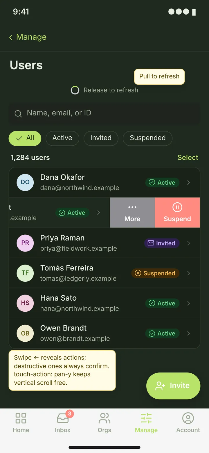 Web (PWA) Users — dark theme
