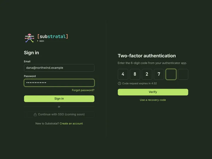 Web (PWA) Sign in — dark theme