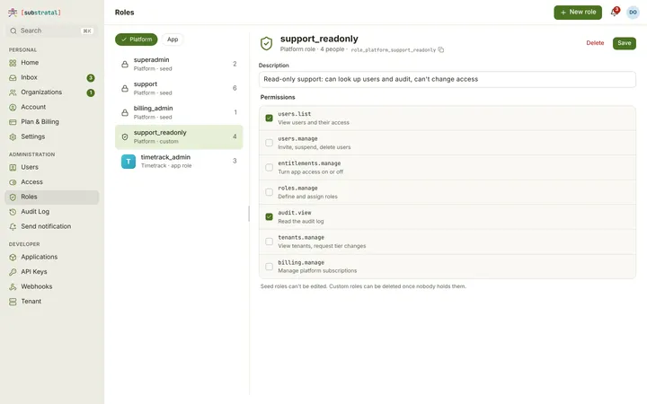 Web (PWA) Role detail — light theme