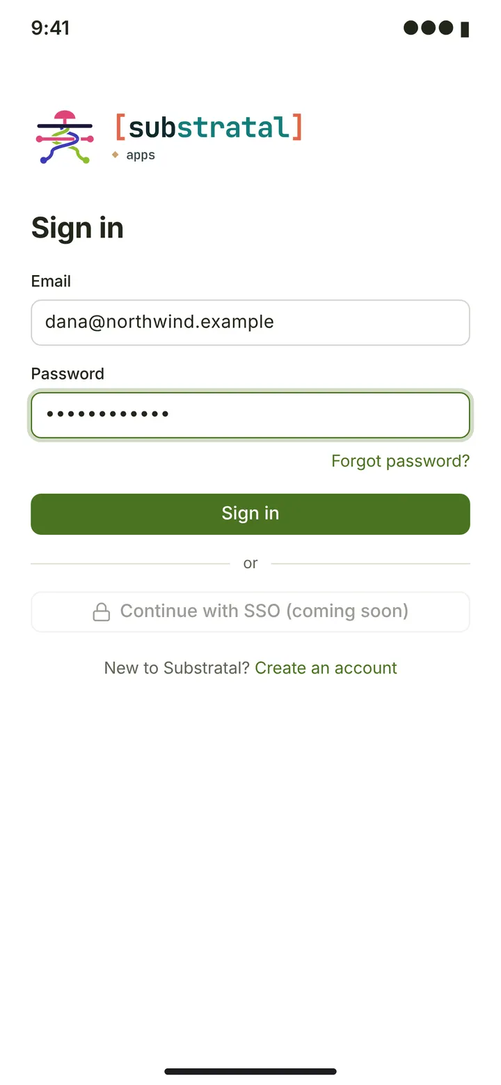 Web (PWA) Sign in — light theme