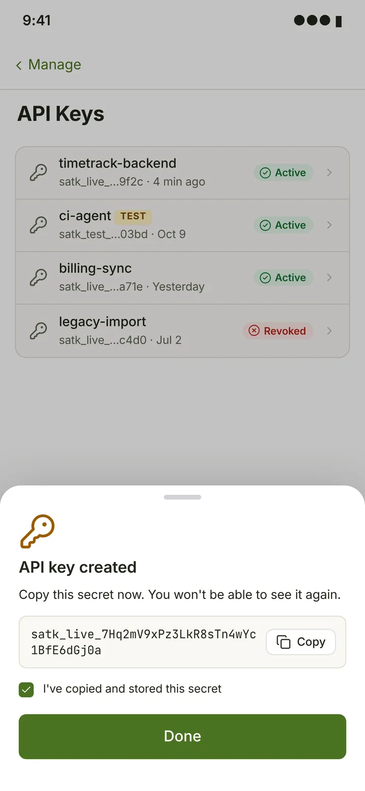 Web (PWA) API keys — light theme