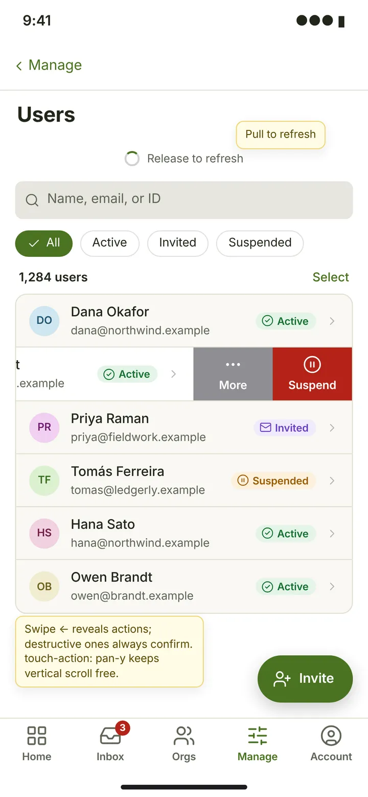 Web (PWA) Users — light theme