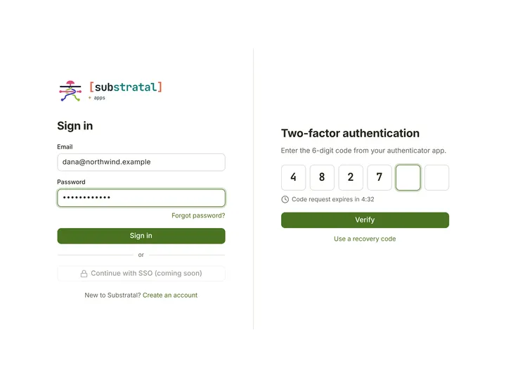 Web (PWA) Sign in — light theme