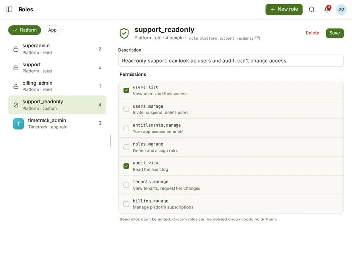 Web (PWA) Role detail — light theme