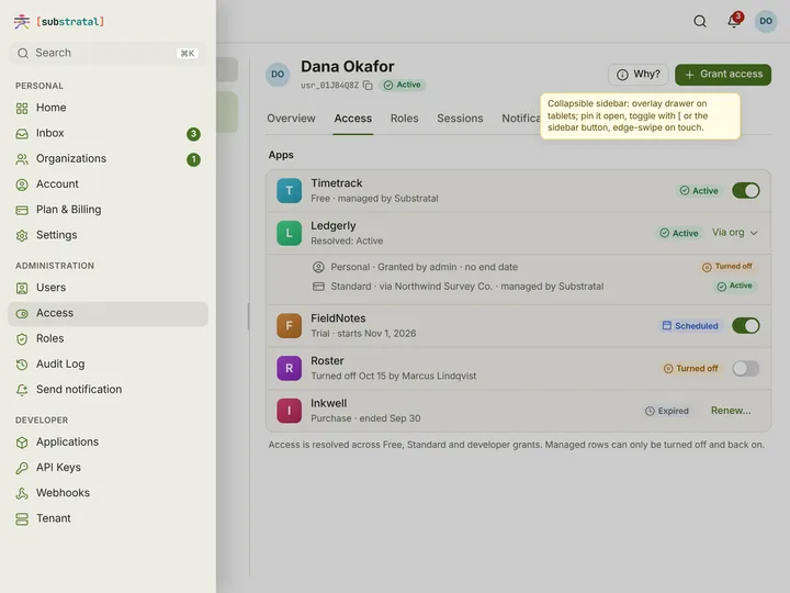Web (PWA) sidebar-drawer — light theme