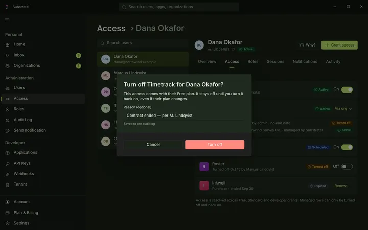 Windows User — Access — dark theme