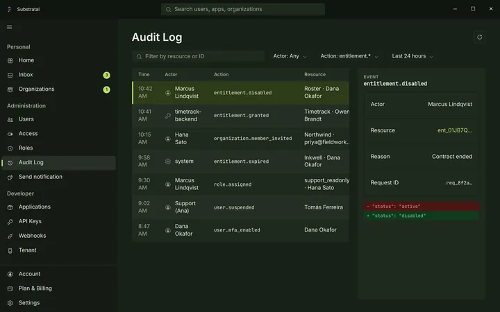 Windows Audit log — dark theme