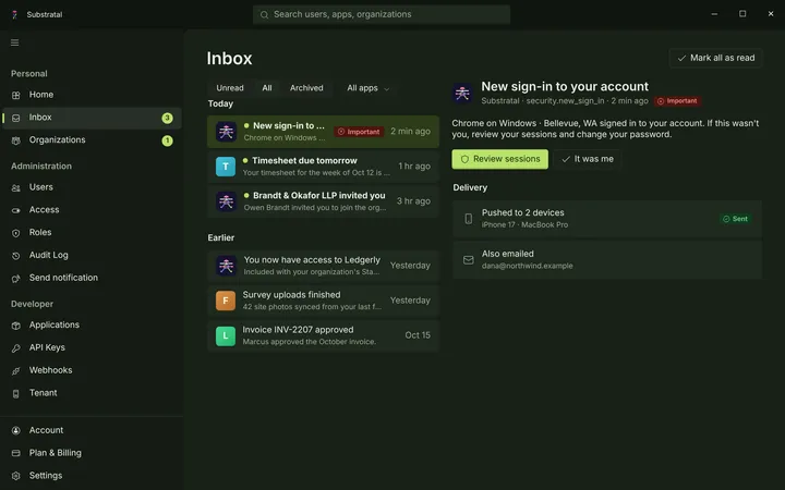 Windows Inbox — dark theme