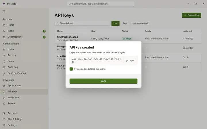 Windows API keys — light theme