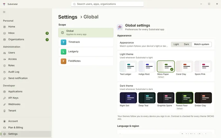 Windows Settings — Global — light theme