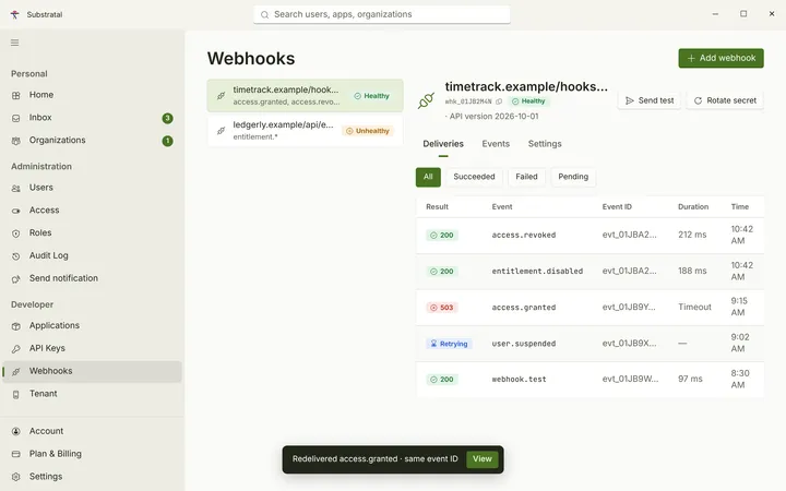 Windows Webhook — Deliveries — light theme